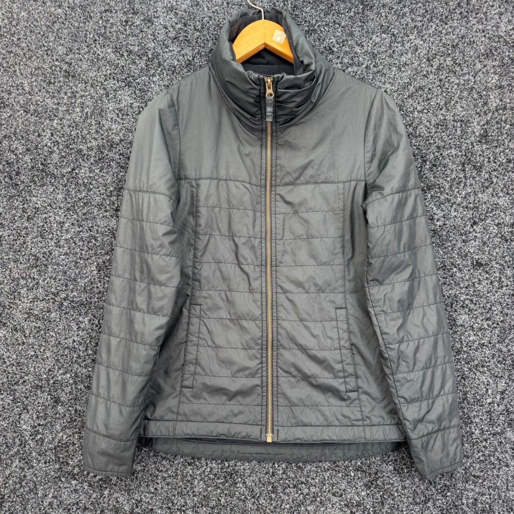 Columbia Womens XS Gray Quilted Insulated Puffer Jacket Fleece Lined Full Zip